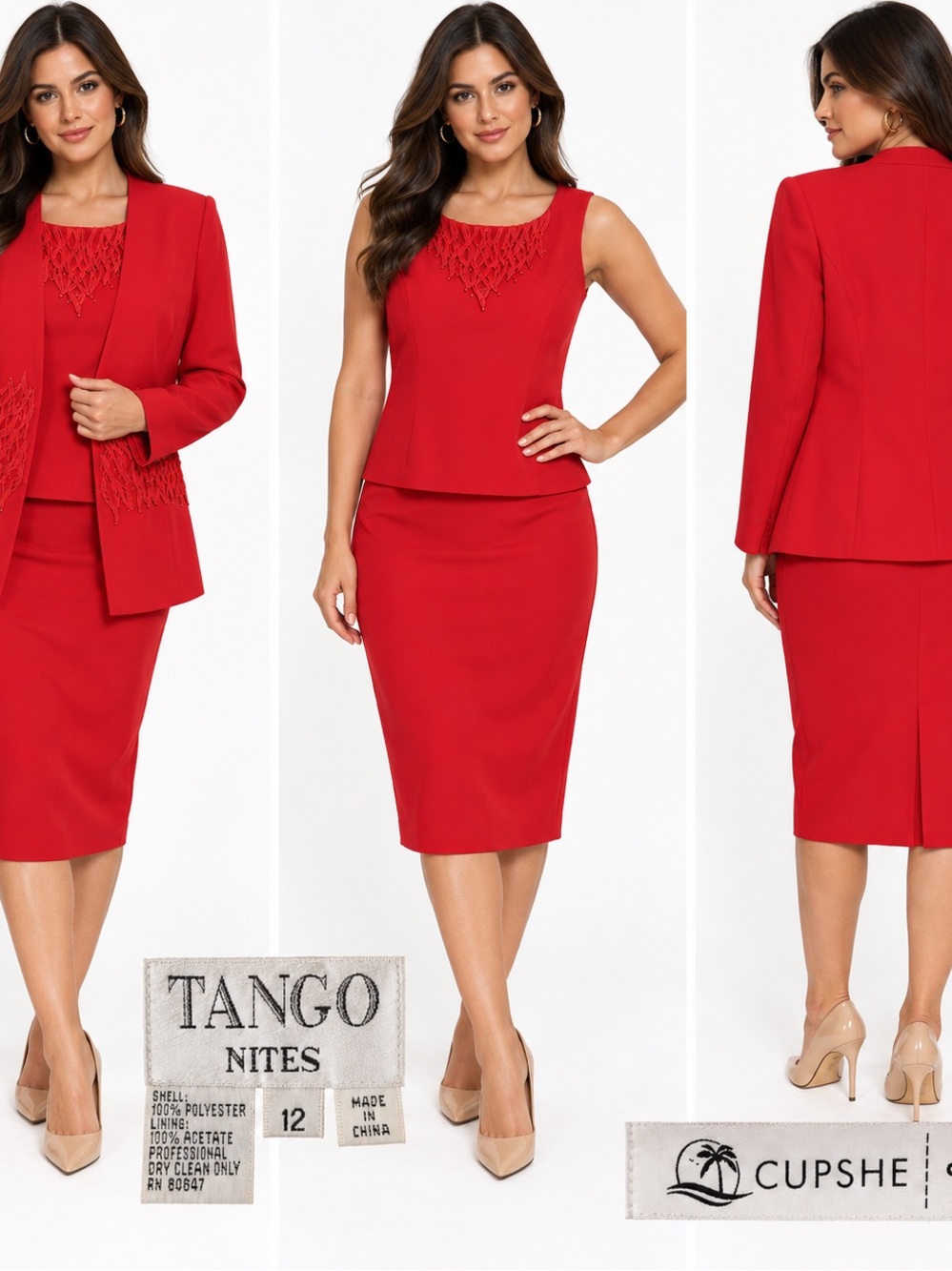 Cupshe Red Embellished Open Blazer